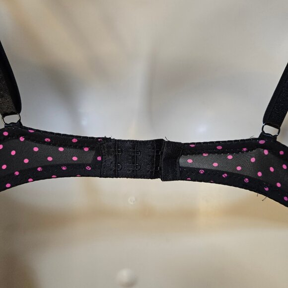 Y2K Marilyn Monroe Maid Apron Lingerie Bra Top Size XL Black Pink Polka Dot - Picture 8 of 11